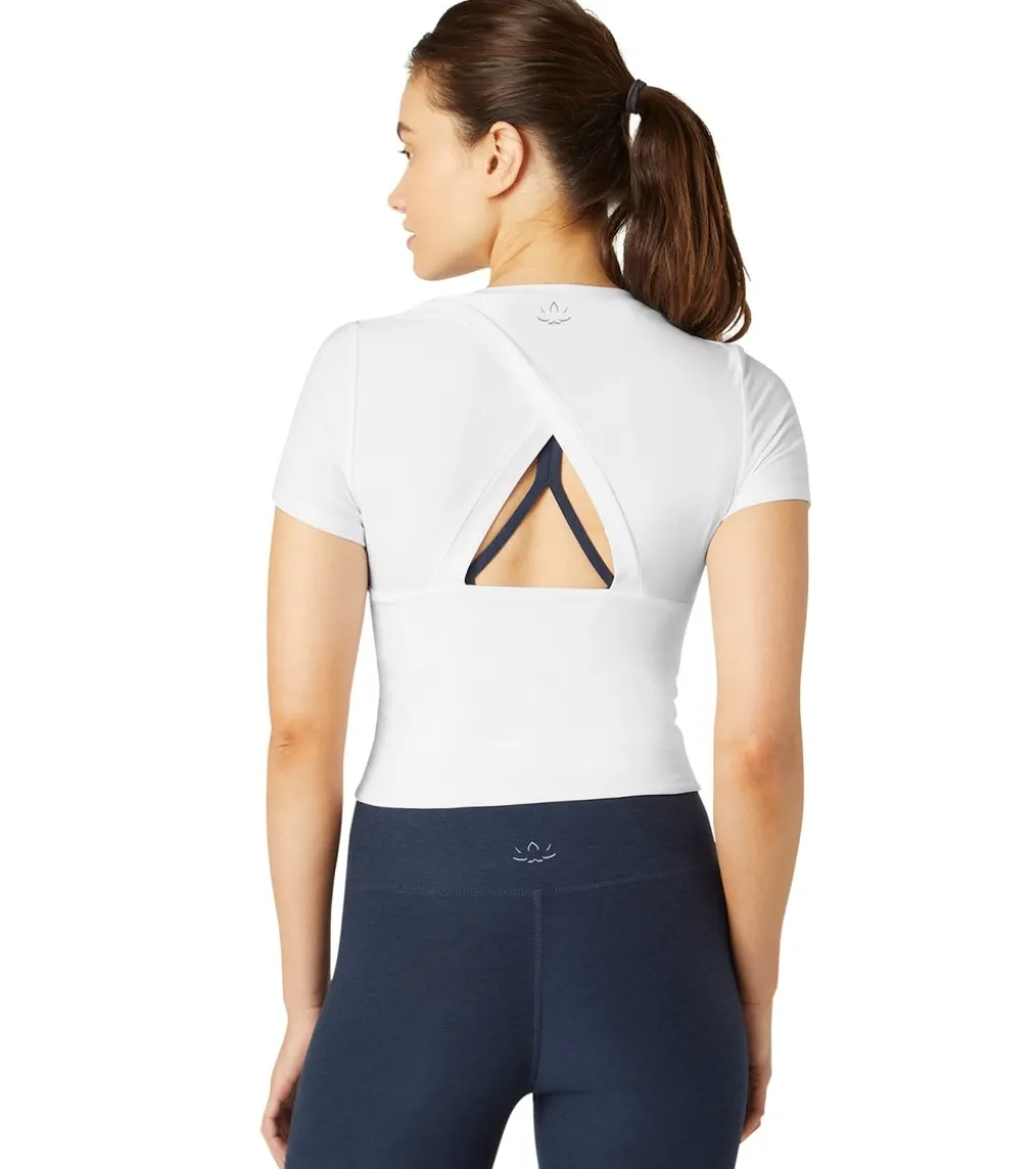 Beyond Yoga Featherweight Peekaboo Cropped Tee