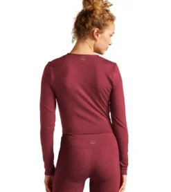 Beyond Yoga Heather Rib Frame Cropped Pullover