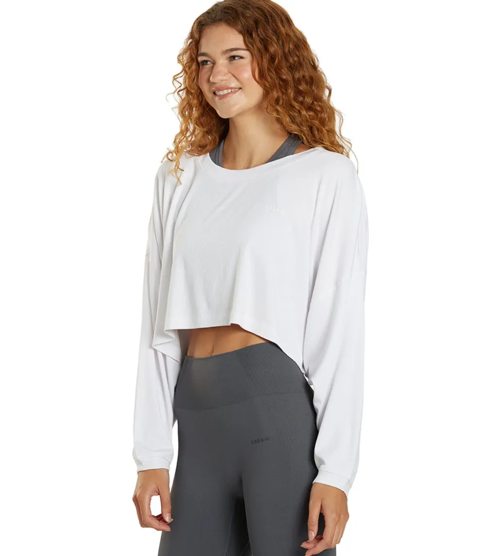 Cream Yoga Alexa Oversized LS Crop Top