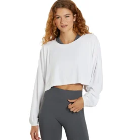 Cream Yoga Alexa Oversized LS Crop Top