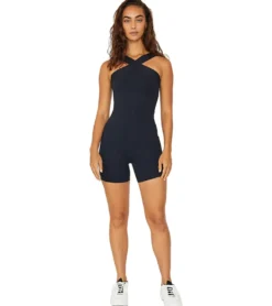 Cream Yoga Rene Cross Neck Bodysuit