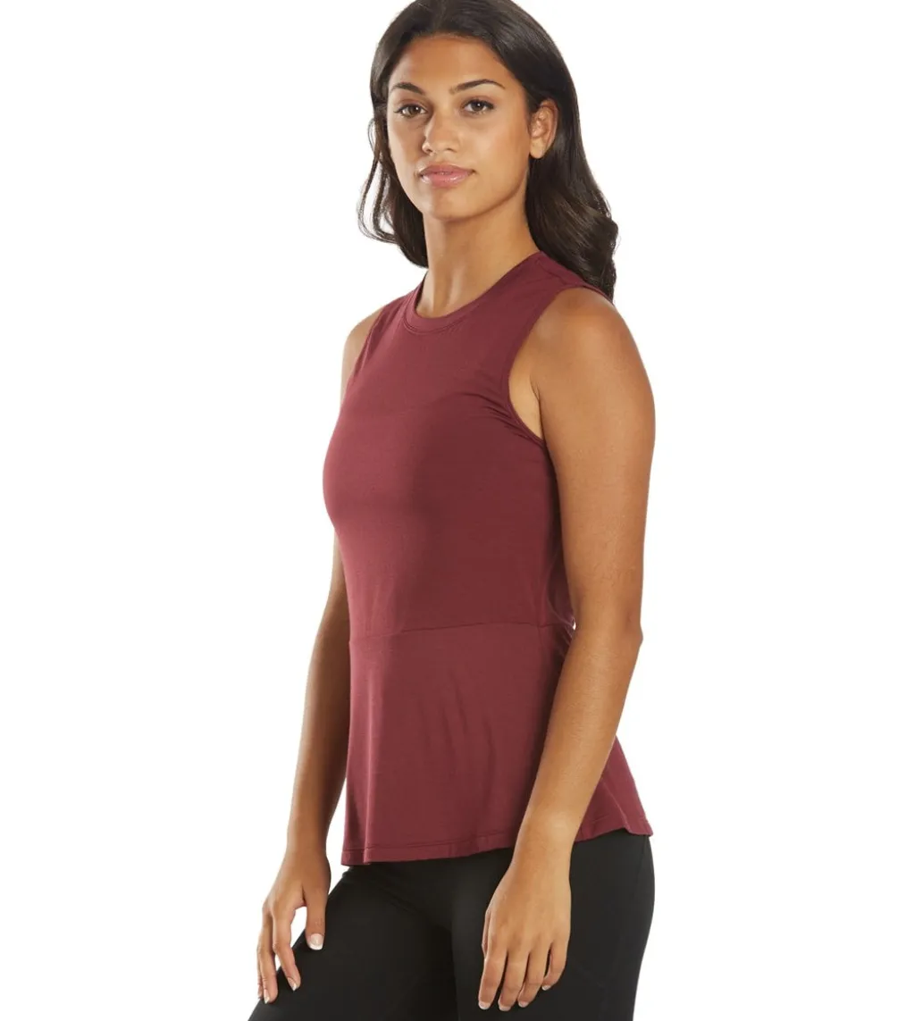 Everyday Yoga Blossom Solid Peplum Layering Muscle Tank