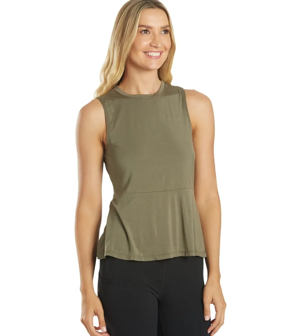 Everyday Yoga Blossom Solid Peplum Layering Muscle Tank