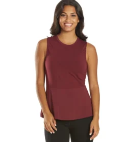 Everyday Yoga Blossom Solid Peplum Layering Muscle Tank