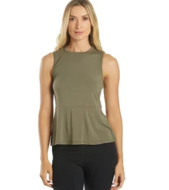 Everyday Yoga Blossom Solid Peplum Layering Muscle Tank