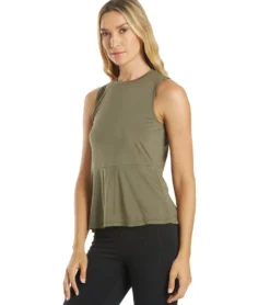 Everyday Yoga Blossom Solid Peplum Layering Muscle Tank