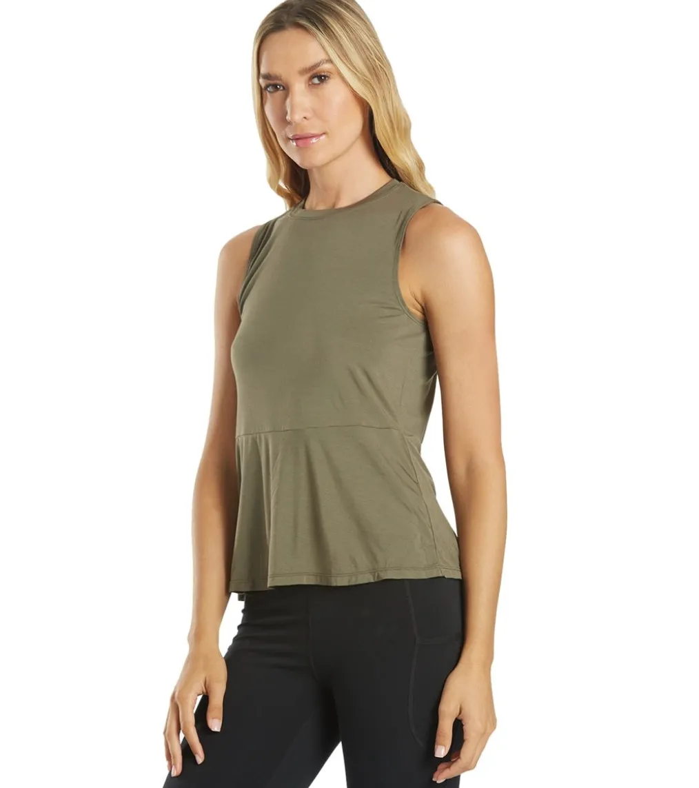 Everyday Yoga Blossom Solid Peplum Layering Muscle Tank