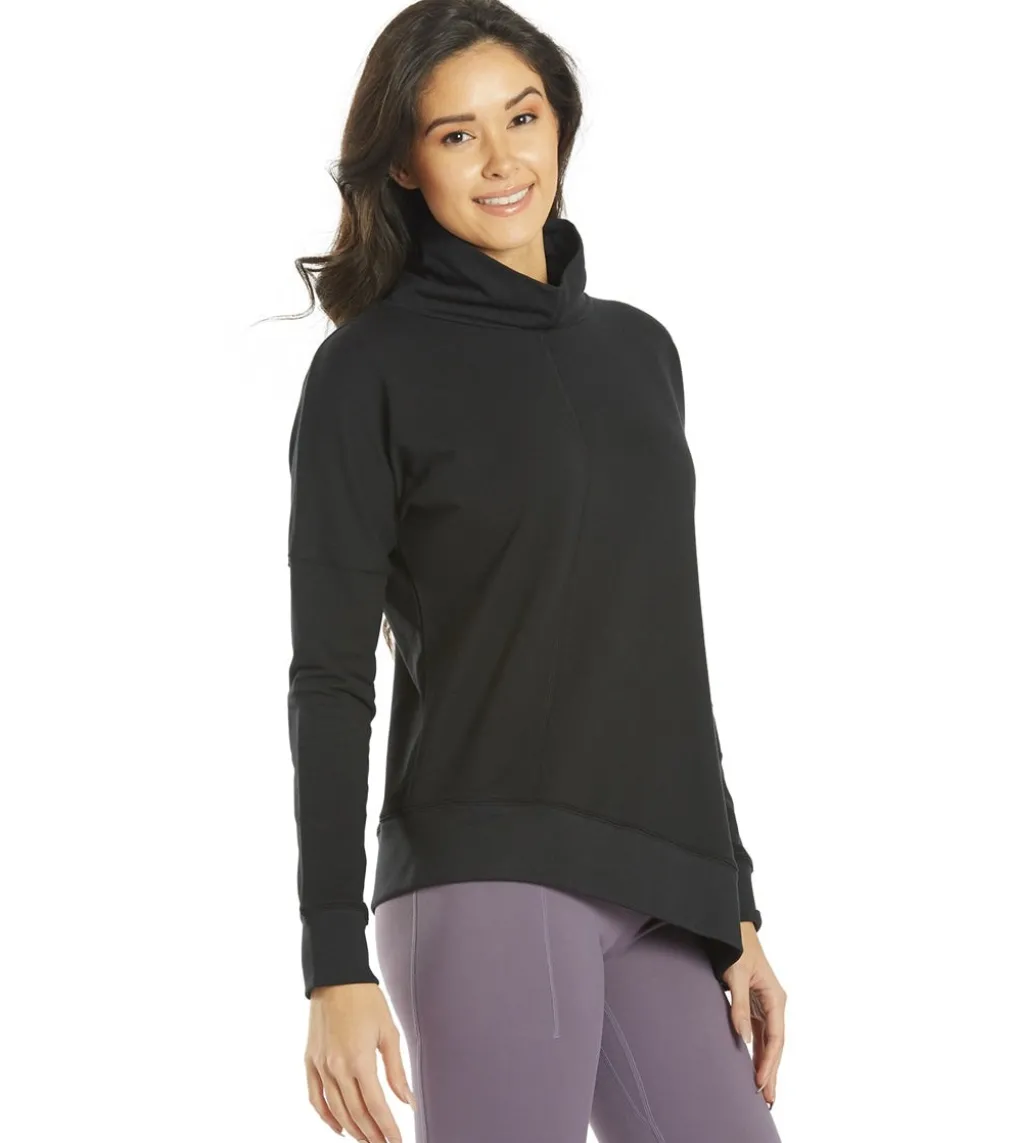 Everyday Yoga Shine Solid Roll Neck Asymmetric Sweatshirt