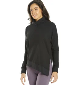 Everyday Yoga Shine Solid Roll Neck Asymmetric Sweatshirt
