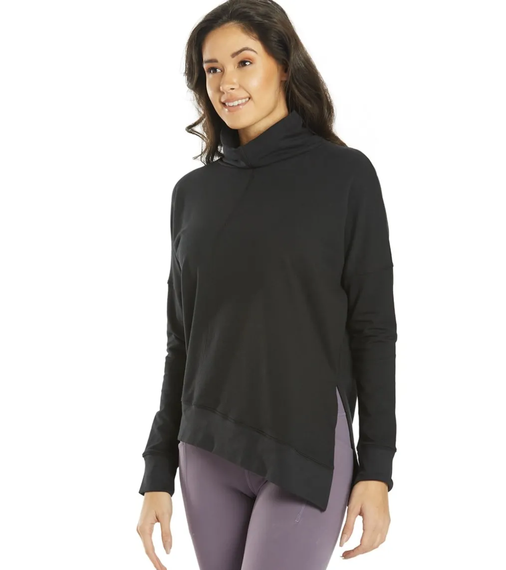 Everyday Yoga Shine Solid Roll Neck Asymmetric Sweatshirt