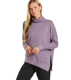 Everyday Yoga Shine Solid Roll Neck Asymmetric Sweatshirt