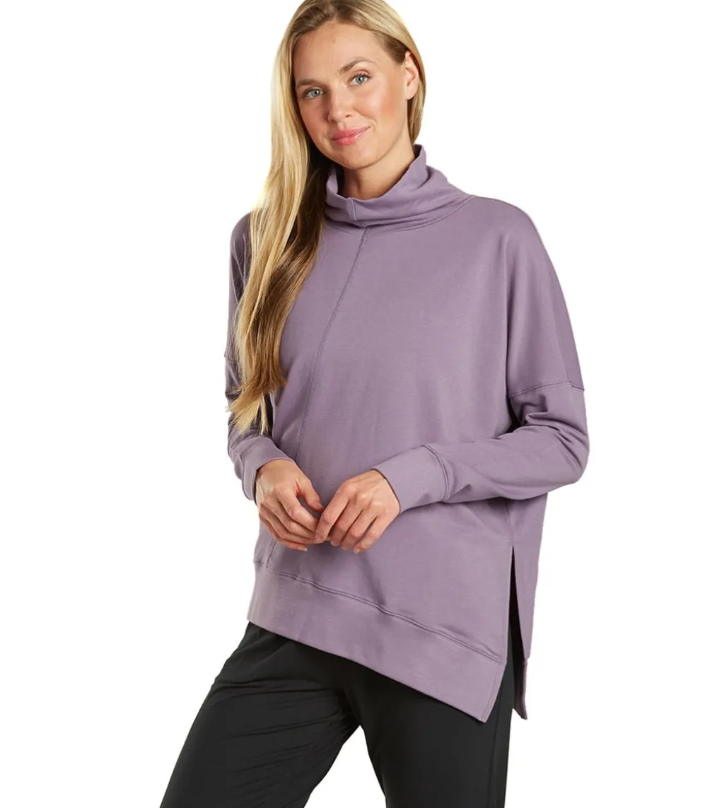 Everyday Yoga Shine Solid Roll Neck Asymmetric Sweatshirt