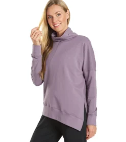 Everyday Yoga Shine Solid Roll Neck Asymmetric Sweatshirt