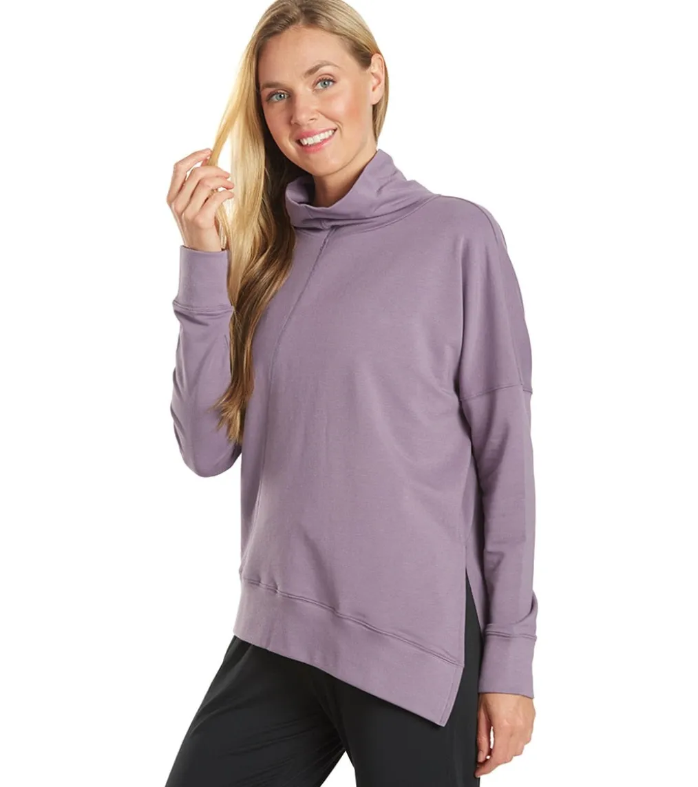 Everyday Yoga Shine Solid Roll Neck Asymmetric Sweatshirt
