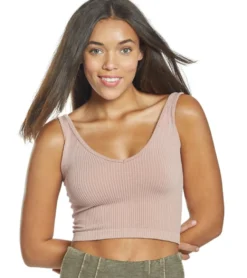 Free People Solid Rib Brami Yoga Crop Top