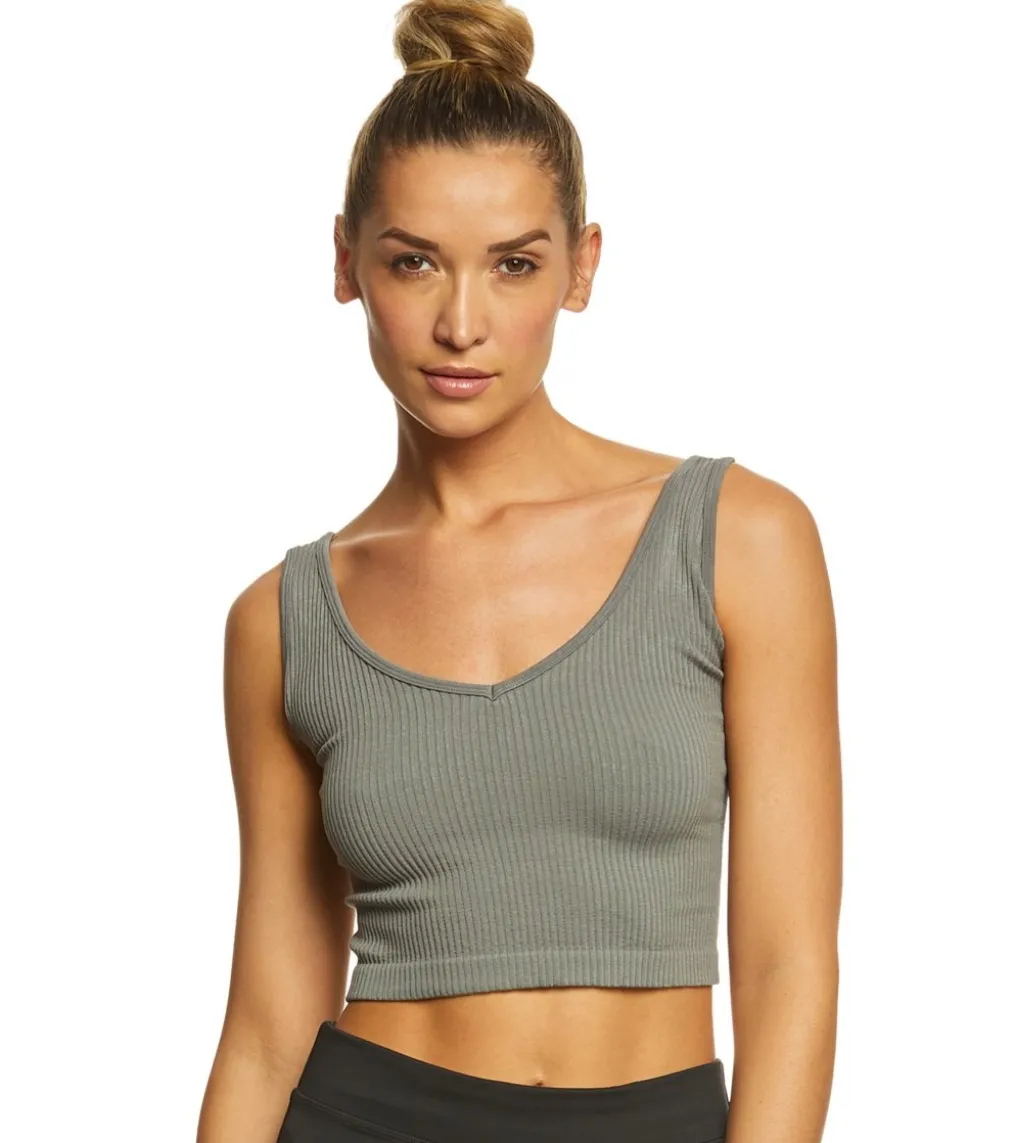 Free People Solid Rib Brami Yoga Crop Top