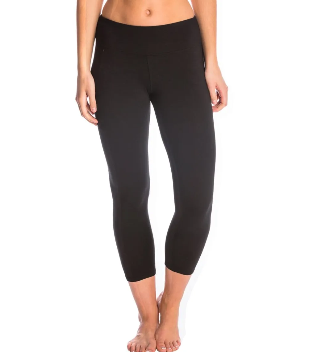 Hard Tail Flat Waisted Cotton Yoga Capris