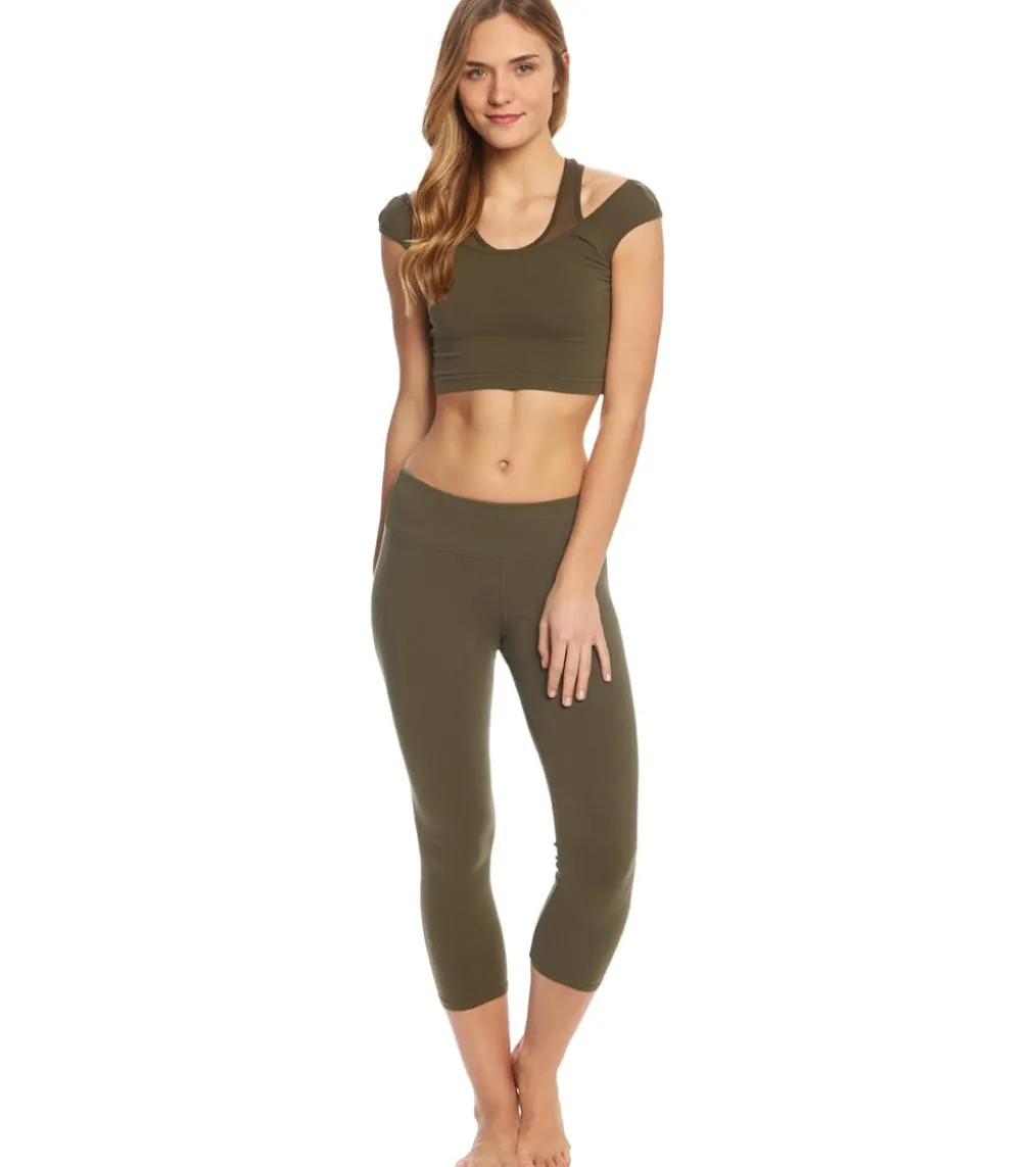 Hard Tail Flat Waisted Cotton Yoga Capris
