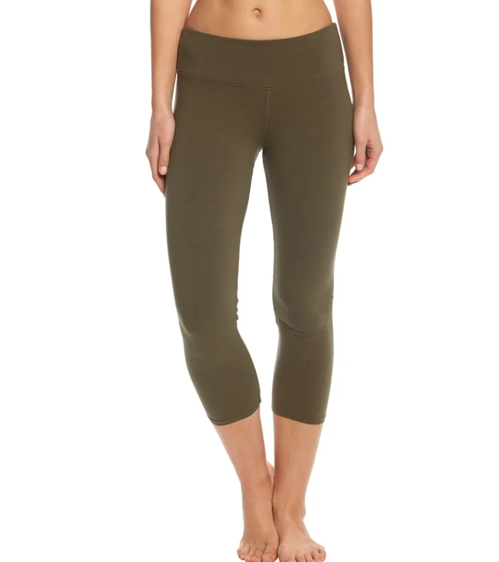 Hard Tail Flat Waisted Cotton Yoga Capris