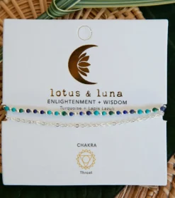 Lotus and Luna Enlightment + Wisdom Turquoise Lapis Lazuli Healing Bracelet