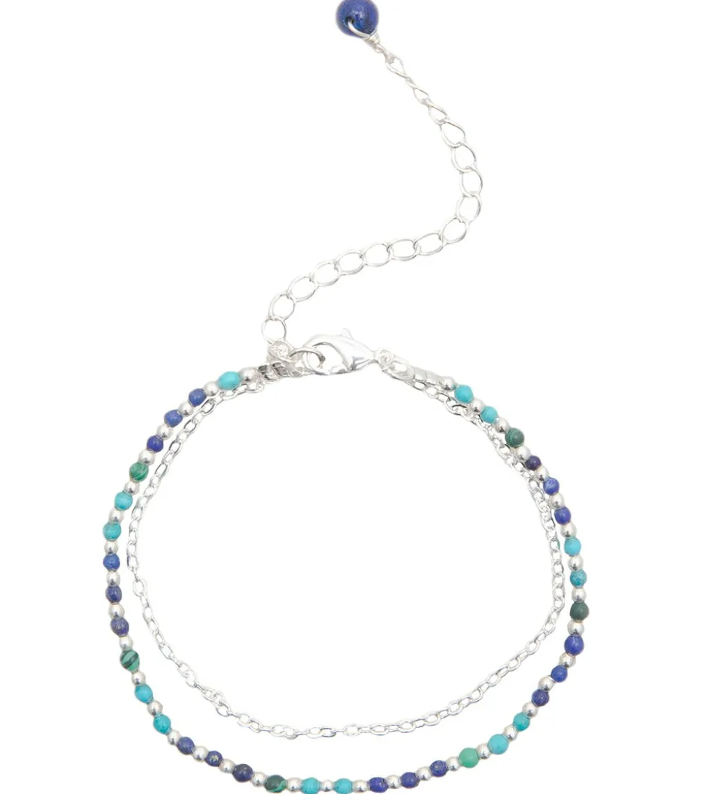 Lotus and Luna Enlightment + Wisdom Turquoise Lapis Lazuli Healing Bracelet