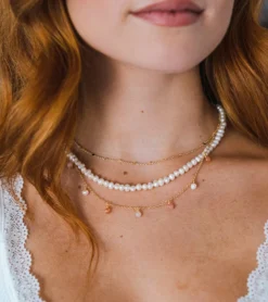 Lotus and Luna Pearl Gold 4mm Dewdrop Necklace