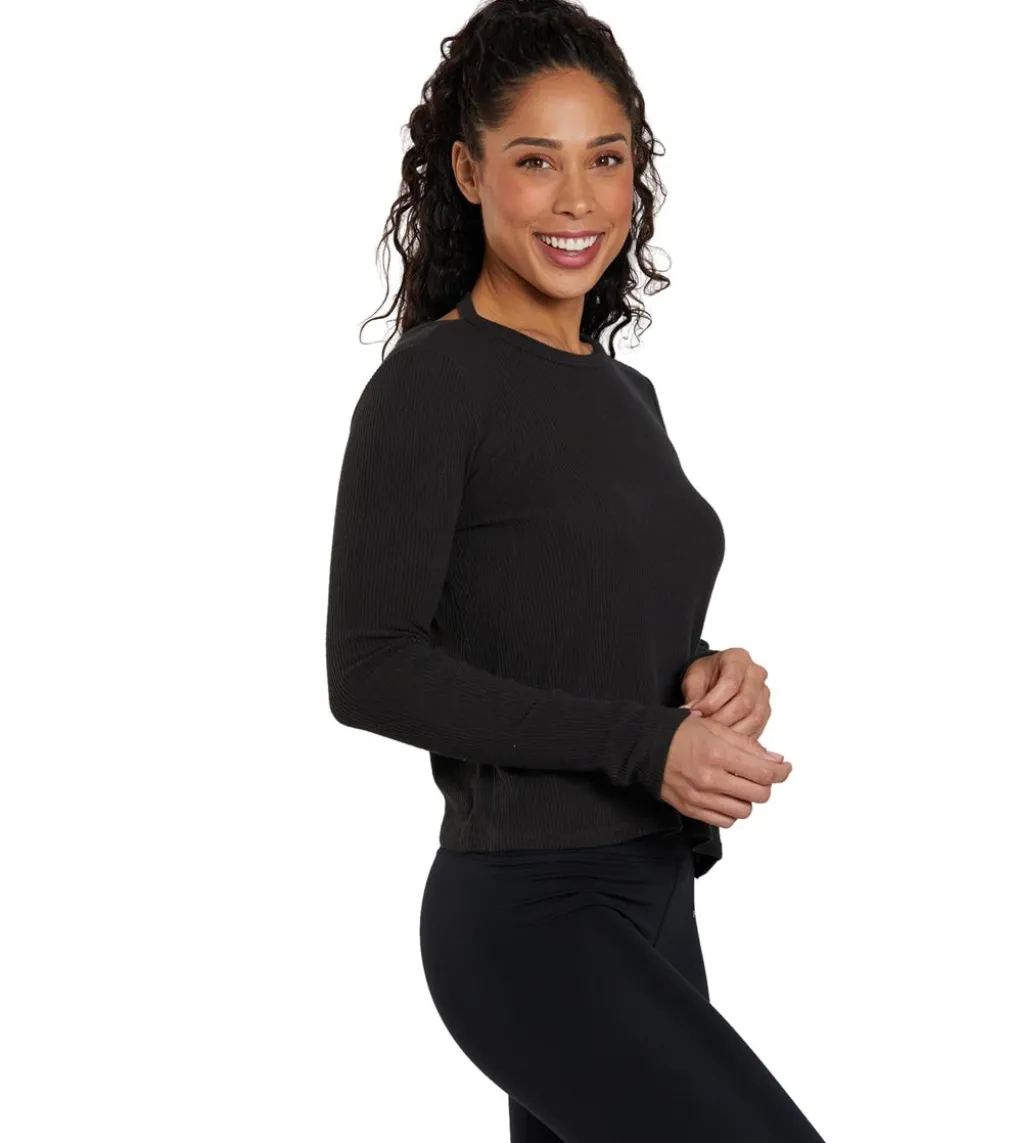 Spiritual Gangster Twist Long Sleeve Ballet Rib Top