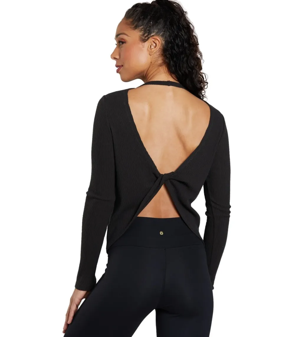 Spiritual Gangster Twist Long Sleeve Ballet Rib Top