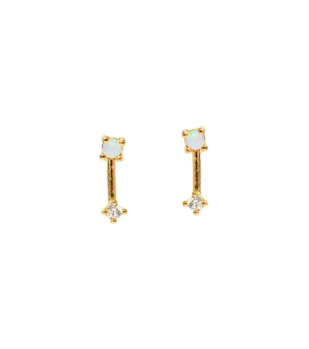 TAI Jewelry Opal Stick Studs with CZ Accents