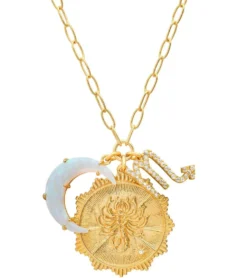 TAI Jewelry Zodiac Coin Necklace with Opal Moon Charm