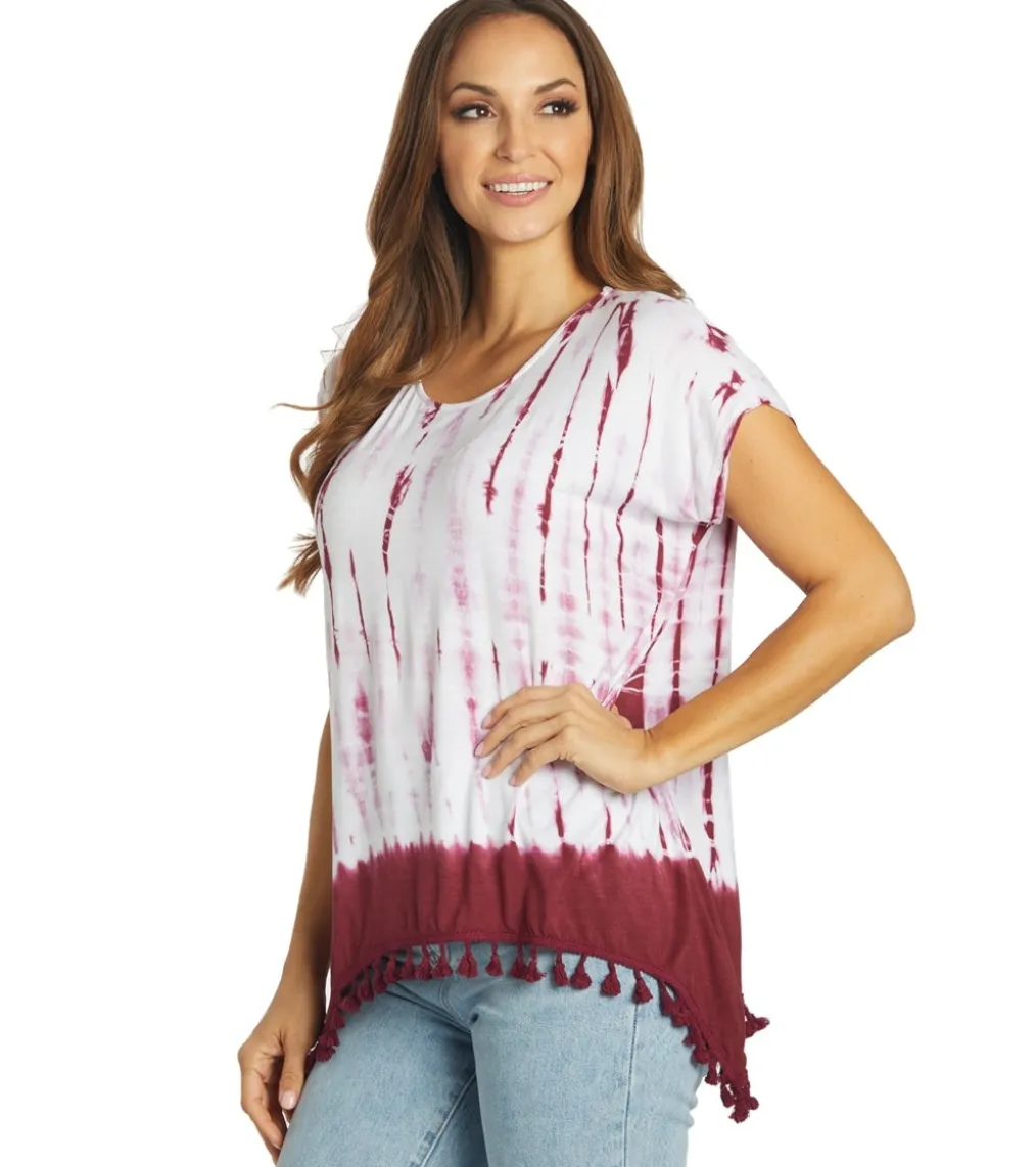 Yak & Yeti Gypsy Tie Dye Tassel Hem Tee