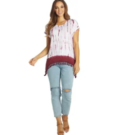Yak & Yeti Gypsy Tie Dye Tassel Hem Tee