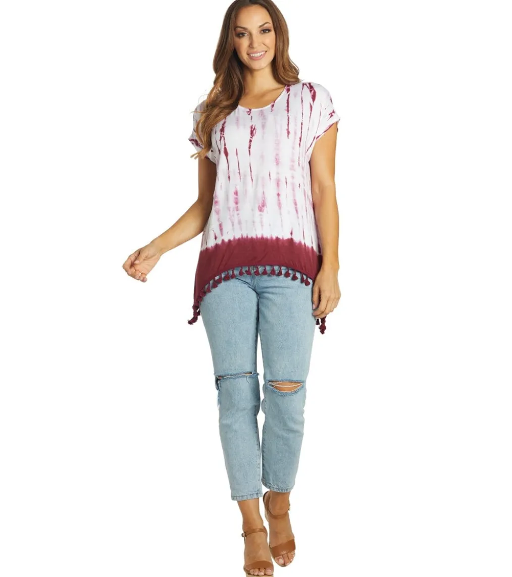 Yak & Yeti Gypsy Tie Dye Tassel Hem Tee
