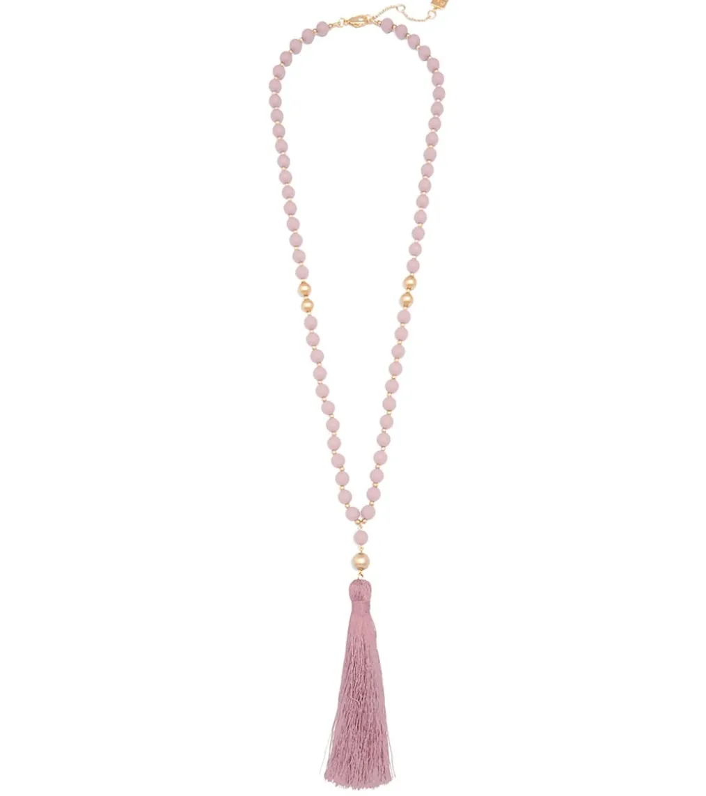 Zenzii Matte Beaded Necklace With Tassel