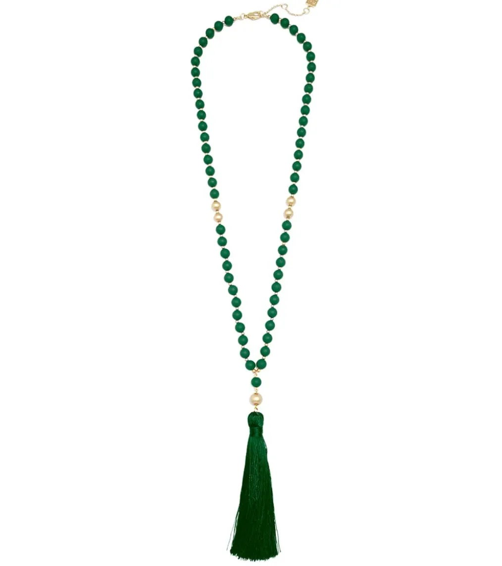 Zenzii Matte Beaded Necklace With Tassel