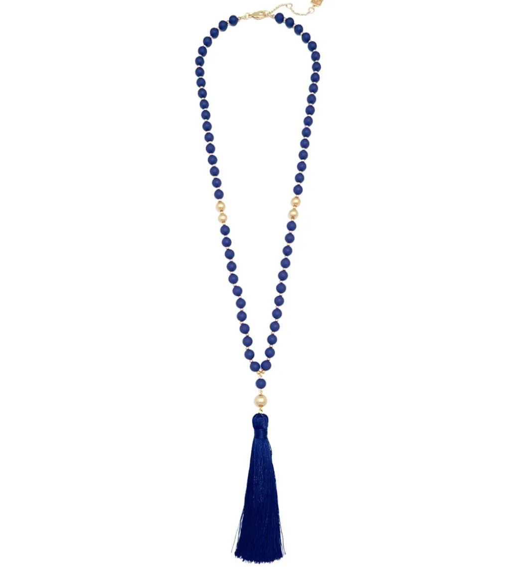 Zenzii Matte Beaded Necklace With Tassel